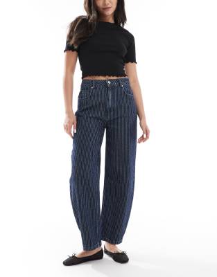 ASOS DESIGN barrel leg jeans in inky stripe - view 1