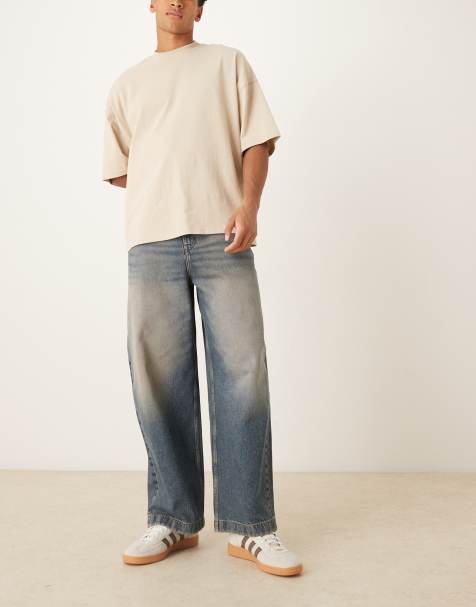 ASOS DESIGN barrel leg jeans in mid wash blue with tint - view 1