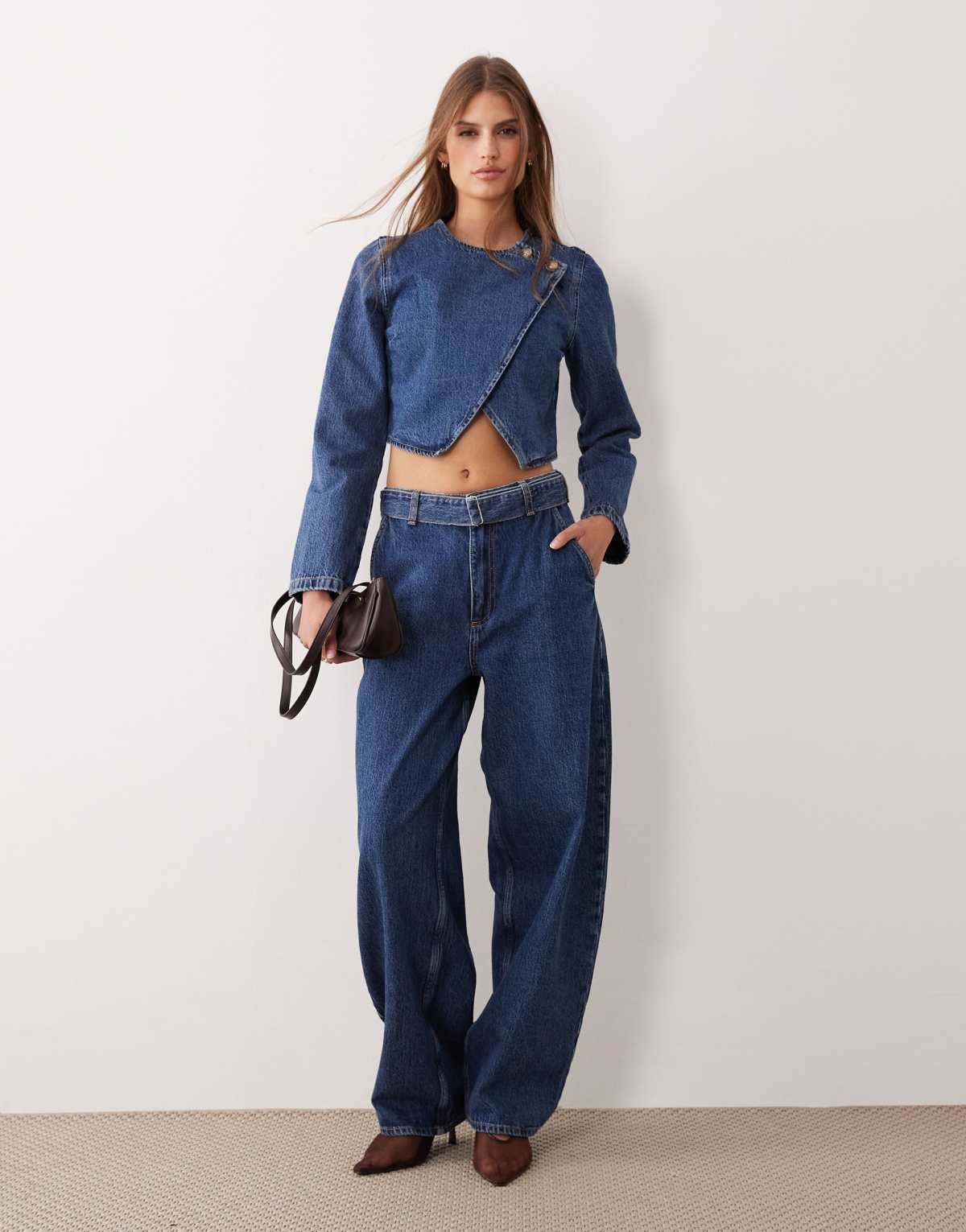 ASOS DESIGN barrel leg jeans in rinse co-ord