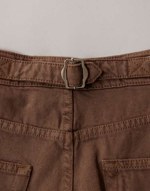 ASOS DESIGN – Barrel-Leg-Jeans in verwaschenem Braun mit Einsätzen und Raffung, 7 von 7