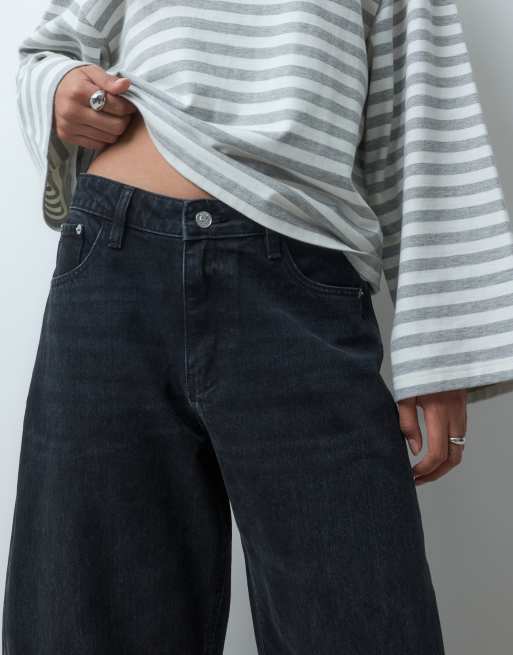 ASOS DESIGN barrel leg-jeans med rosett i svart, 5 av 5