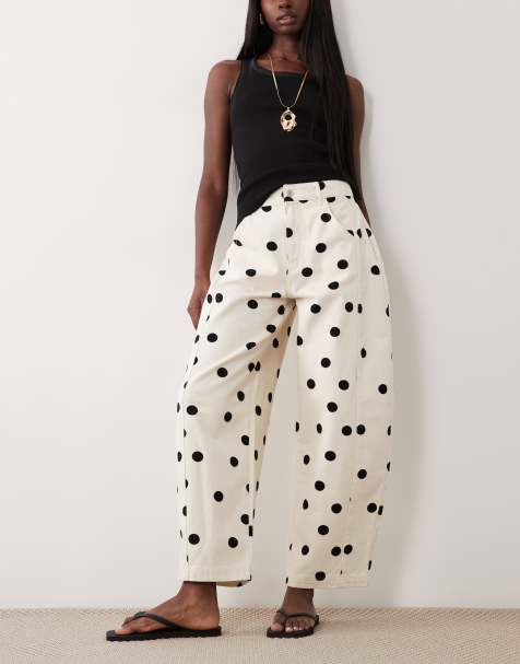 ASOS DESIGN – Barrel-Leg-Jeans mit Polka Dots - view 1