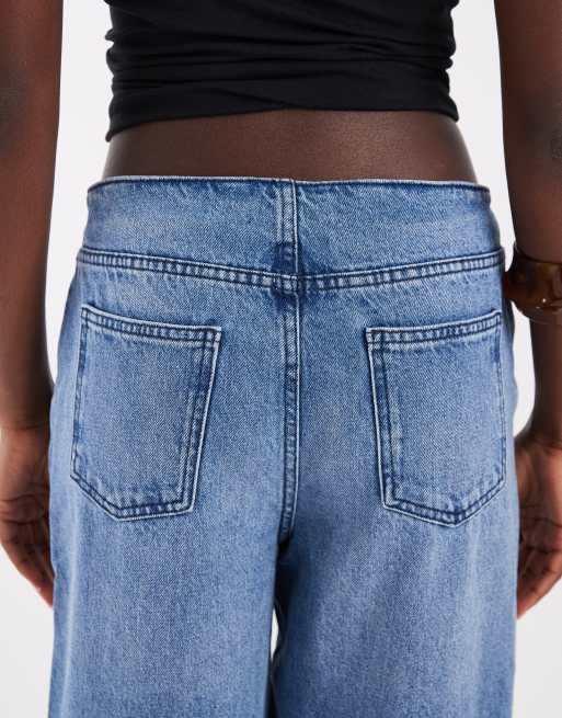 ASOS DESIGN barrel leg jeans with no waistband in mid wash, 5 of 5