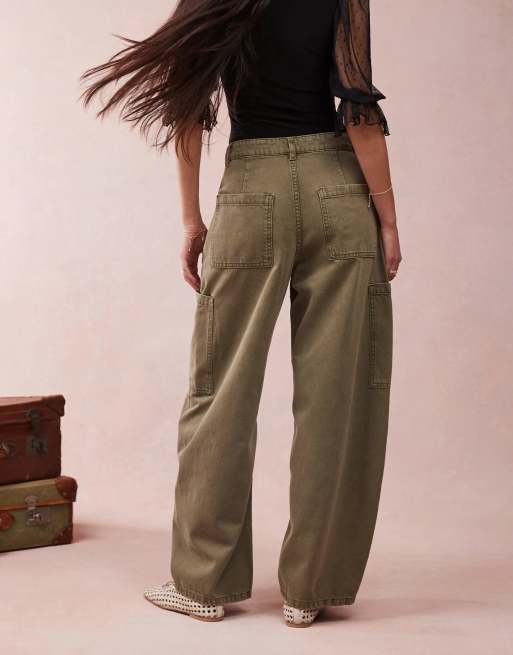 ASOS DESIGN - Jean ample à détails style utilitaire - Kaki