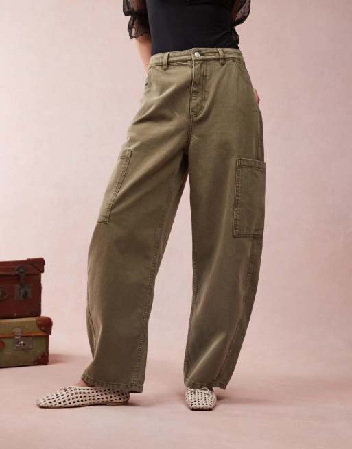 ASOS DESIGN - Jean ample à détails style utilitaire - Kaki