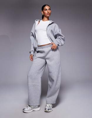 ASOS DESIGN - Barrel-Leg-Jogginghose in grau meliert mit Nahtdetail, Kombiteil
