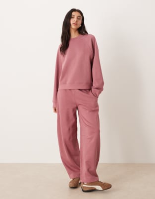 ASOS DESIGN - Barrel-Leg-Jogginghose in Rosé mit weicher Innenseite-Rosa