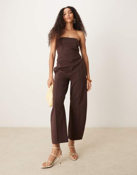 ASOS DESIGN – Barrel-Leg-Jogginghose in Schokobraun aus Interlock, Kombiteil - view 1
