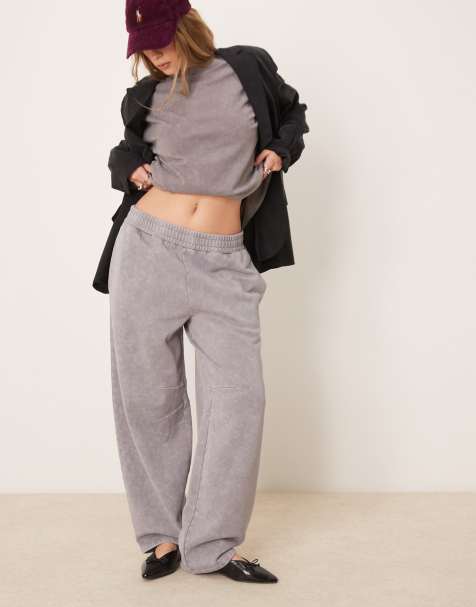 ASOS DESIGN – Barrel-Leg-Jogginghose in verwaschenem Grau - view 1