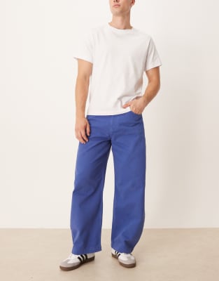 Asos Design Barrel Leg Pants In Blue