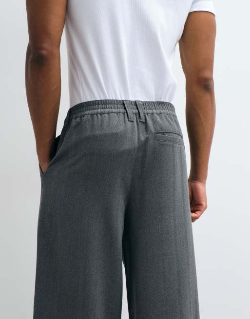 ASOS DESIGN barrel leg pants in charcoal wool look, 5 of 5