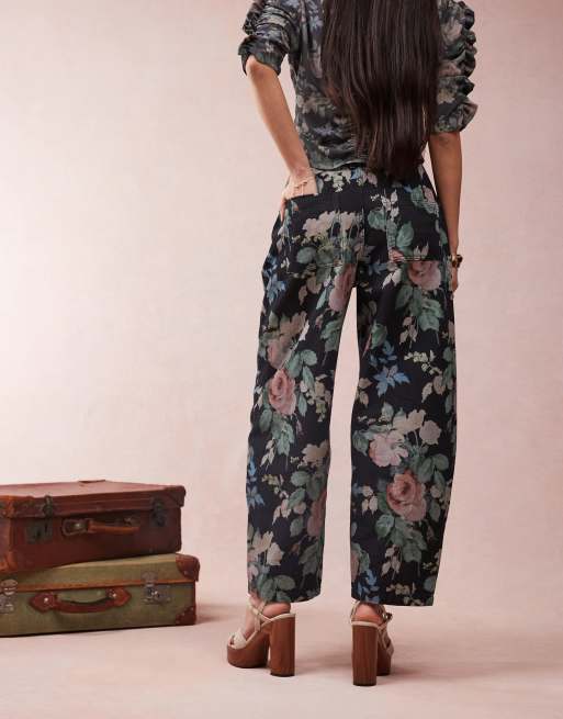ASOS DESIGN barrel leg pants in floral print, 3 of 5