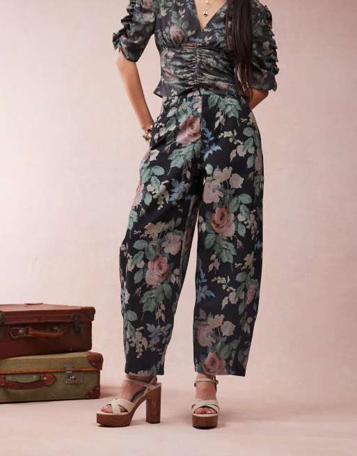 ASOS DESIGN barrel leg pants in floral print, 4 of 5
