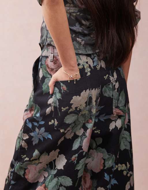ASOS DESIGN barrel leg pants in floral print