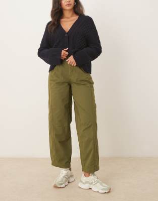 Asos Design Barrel Leg Pants In Green