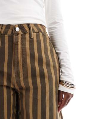 Asos Design Barrel Leg Pants In Multi