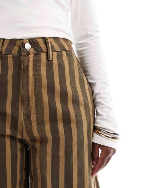 ASOS DESIGN barrel leg pants in washed stripe