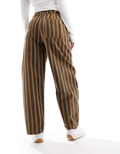 ASOS DESIGN barrel leg pants in washed stripe