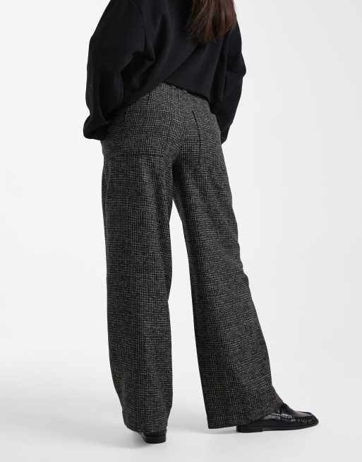 ASOS DESIGN barrel leg pants with seam detail in textured check in mono, 5 of 5