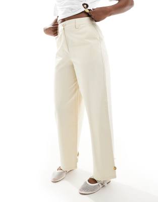 ASOS DESIGN LAUNDERED BARREL LEG PANTS WITH TAB DETAILS 