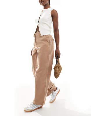 ASOS DESIGN BARREL LEG PANTS WITH TAB DETAIL 