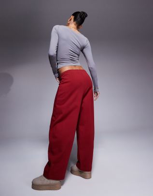 Asos Design Barrel Leg Pull-on Sweatpants In Red