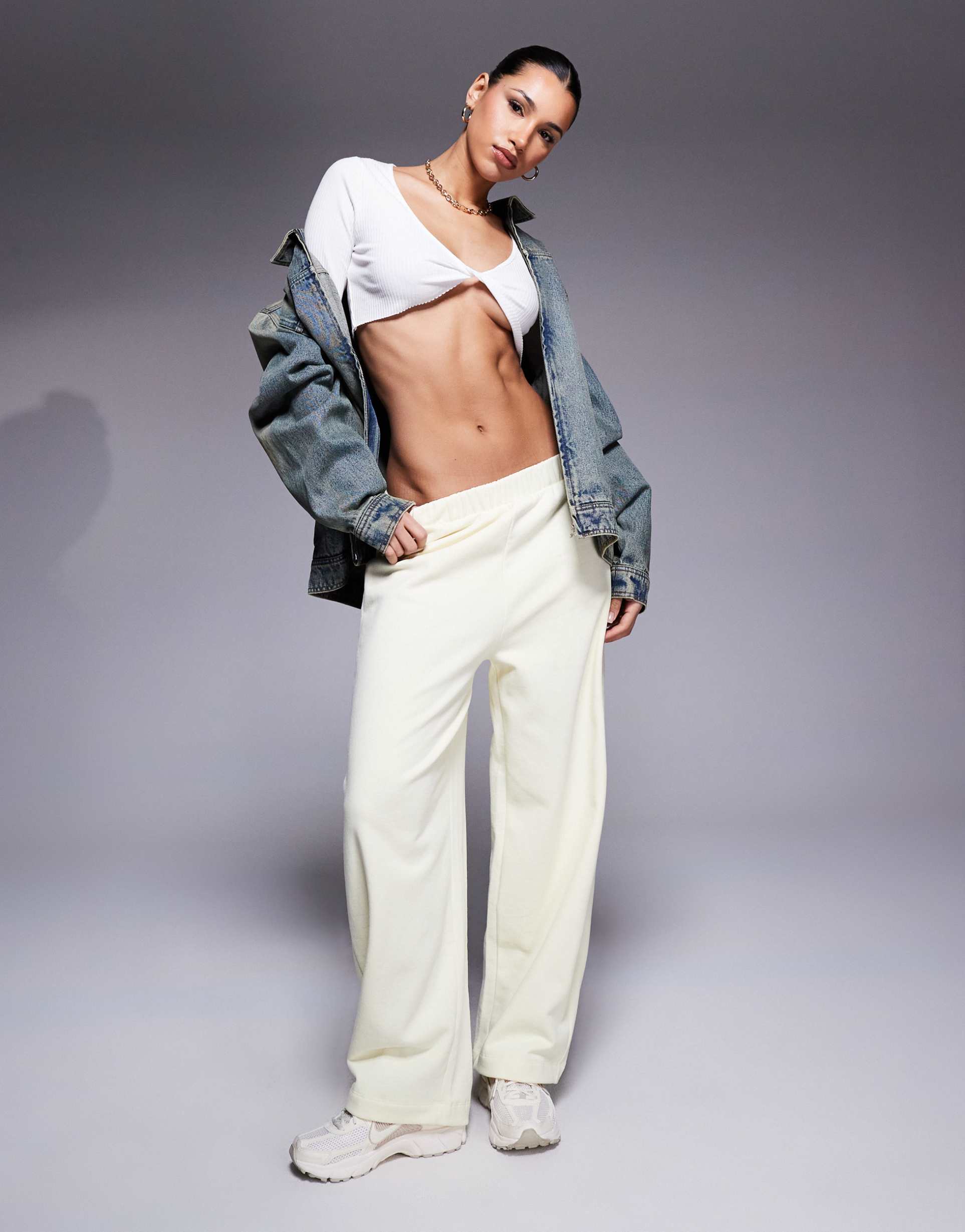 asos design barrel leg pull-on sweatpants in buttermilk