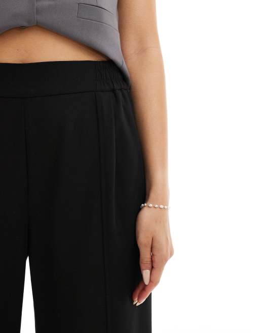 ASOS DESIGN barrel leg pull on tailored pants in black, 5 of 5
