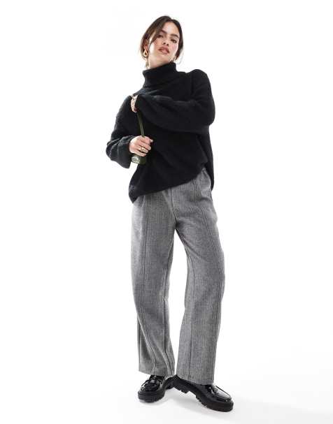 ASOS DESIGN barrel leg pull on tailored trouser in grey - view 1
