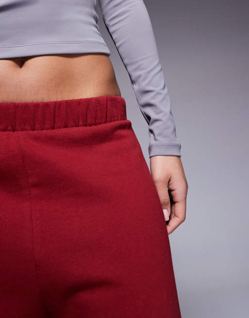 ASOS DESIGN barrel leg pull on trackies in burgundy, 4 of 5