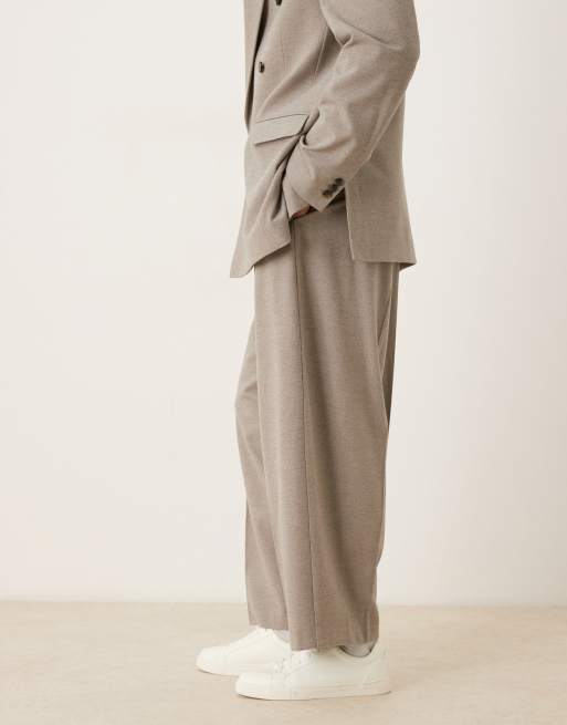 ASOS DESIGN barrel leg suit pants in grey brushed marl, 3 of 5