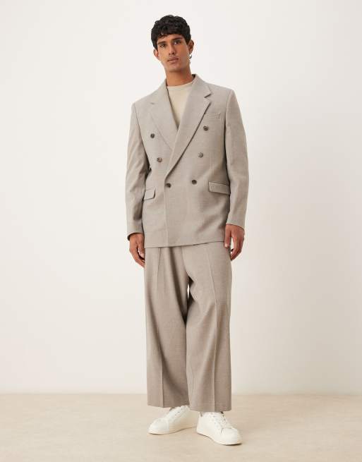 ASOS DESIGN barrel leg suit trouser in grey brushed marl, 2 of 5