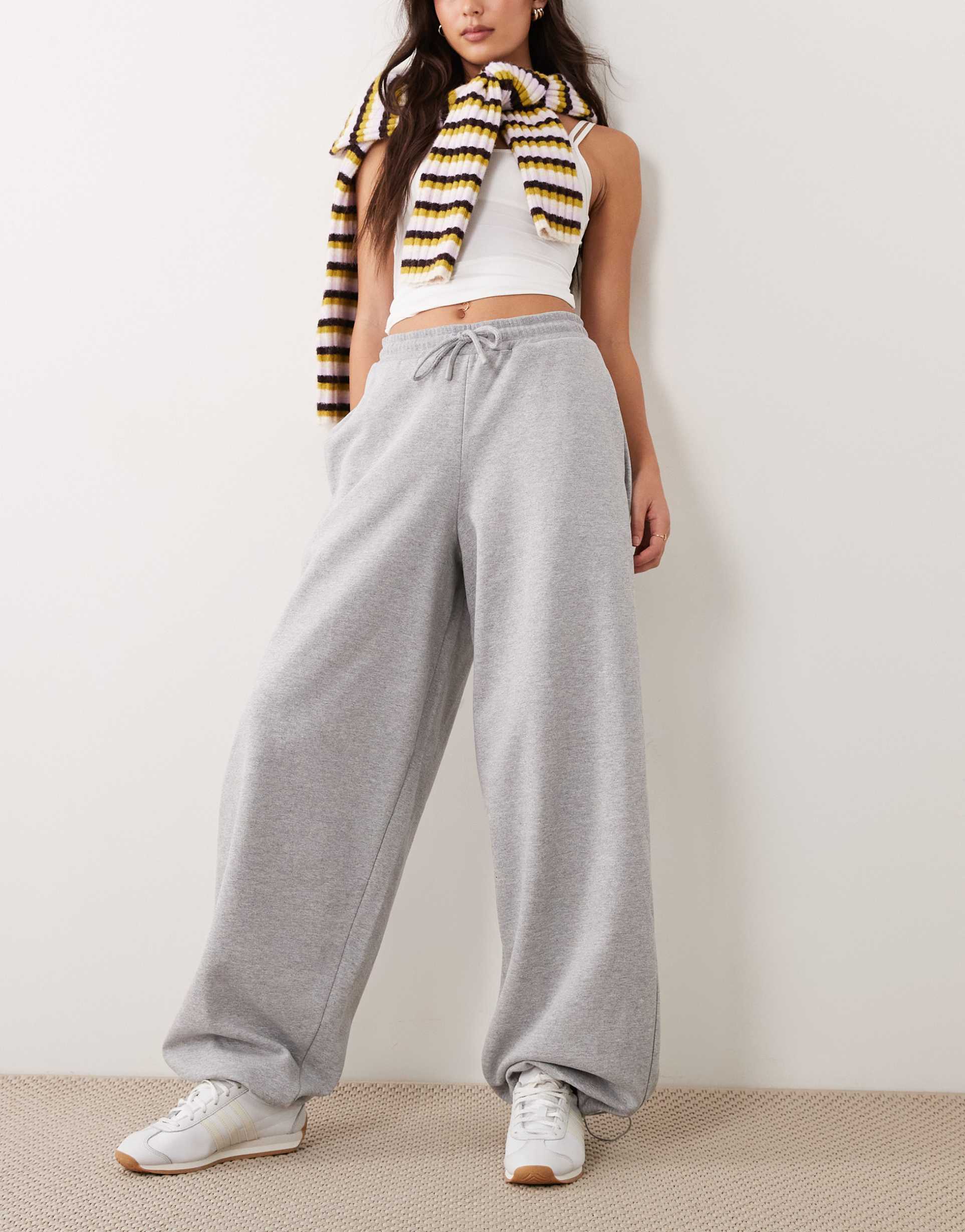 asos design barrel leg sweatpants in gray heather - part of a set