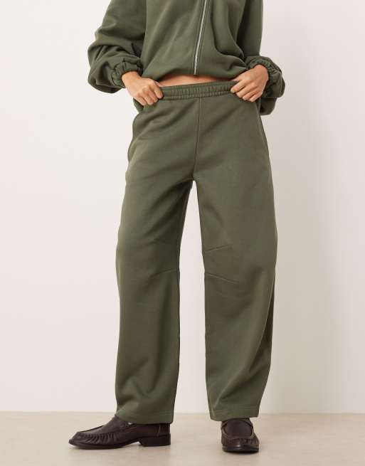 ASOS DESIGN barrel leg sweatpants in khaki, 2 of 5