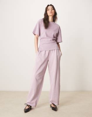 Asos Design Barrel Leg Sweatpants In Washed Mauve - Part Of A Set-purple