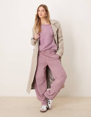 Asos Design Barrel Leg Sweatpants In Washed Purple