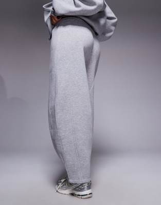 Asos Design Barrel Leg Sweatpants With Seam Detail In Gray