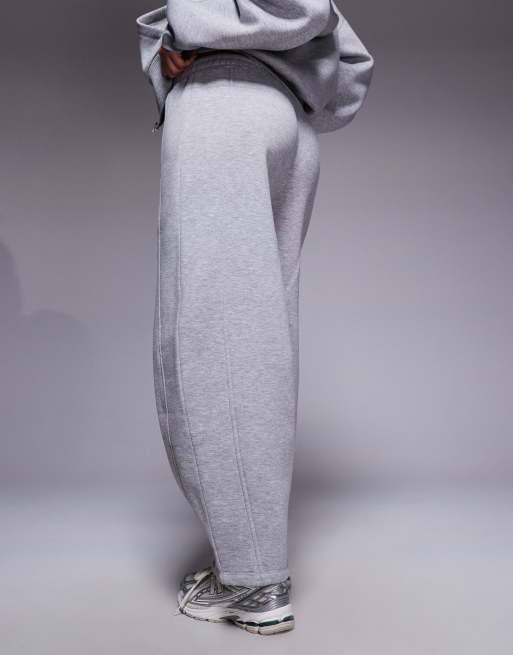 ASOS DESIGN barrel leg sweatpants with seam detail in gray heather - part of a set