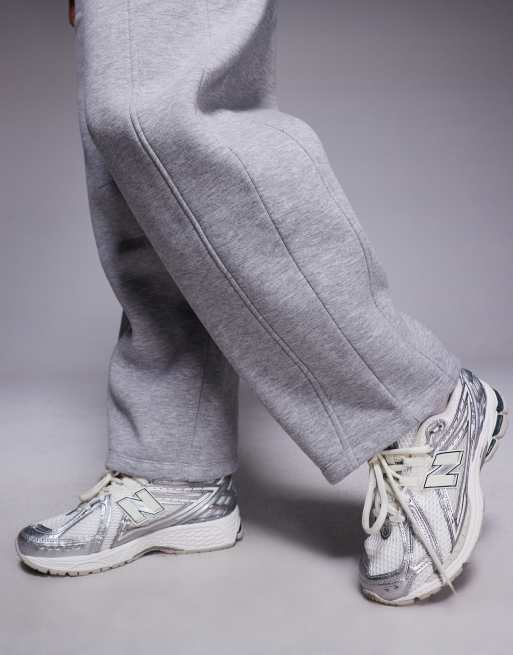 ASOS DESIGN barrel leg sweatpants with seam detail in gray heather - part of a set