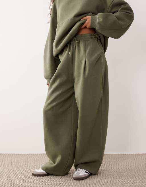 ASOS DESIGN barrel leg trackies in khaki (part of a set), 2 of 5