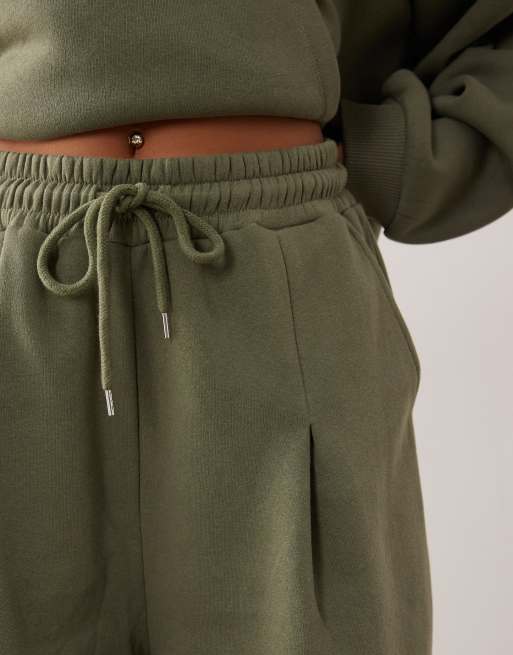 ASOS DESIGN barrel leg trackies in khaki (part of a set), 4 of 5
