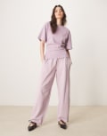 [ASOS DESIGN] ASOS DESIGN barrel leg trackies in washed mauve (part of a set)-Purple S WASHED MAUVE