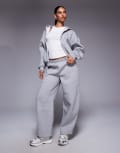 [ASOS DESIGN] ASOS DESIGN barrel leg trackies with seam detail in grey marl (part of a set) S Grey