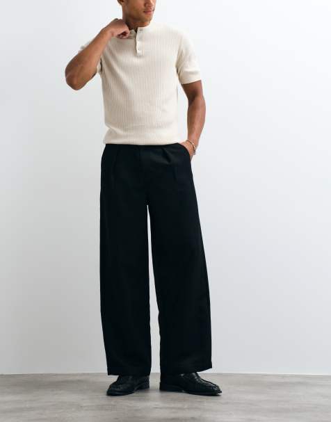 ASOS DESIGN barrel leg trouser in black 