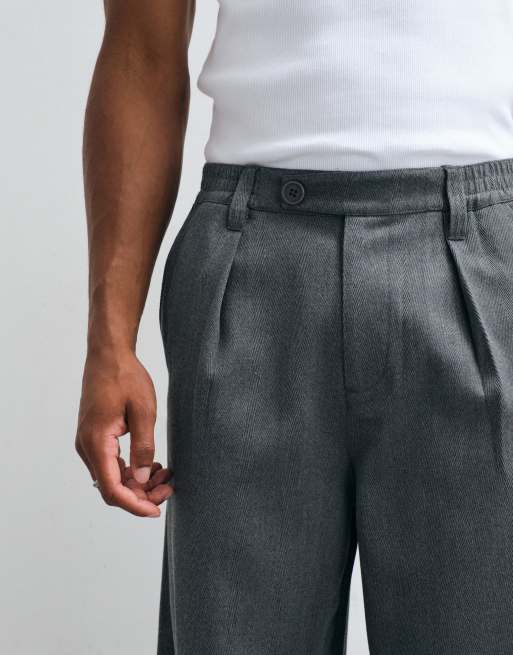 ASOS DESIGN barrel leg trouser in charcoal wool look, 2 of 5