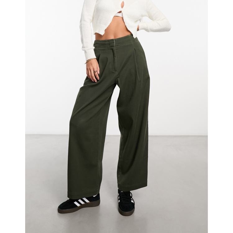 ASOS DESIGN barrel leg trouser in khaki