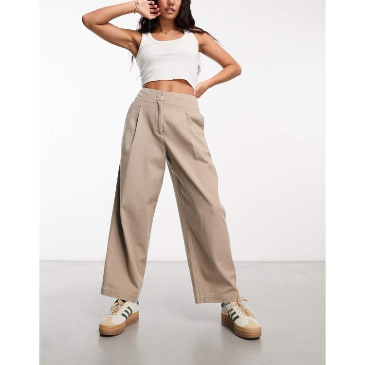 ASOS DESIGN barrel leg trouser in mushroom