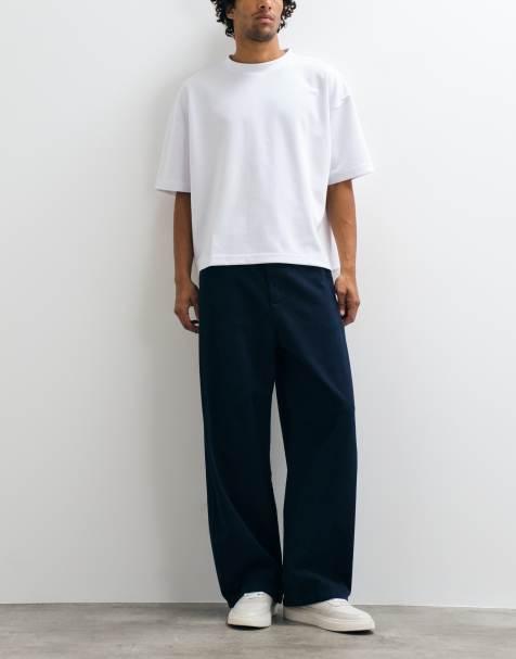 ASOS DESIGN barrel leg trouser in navy