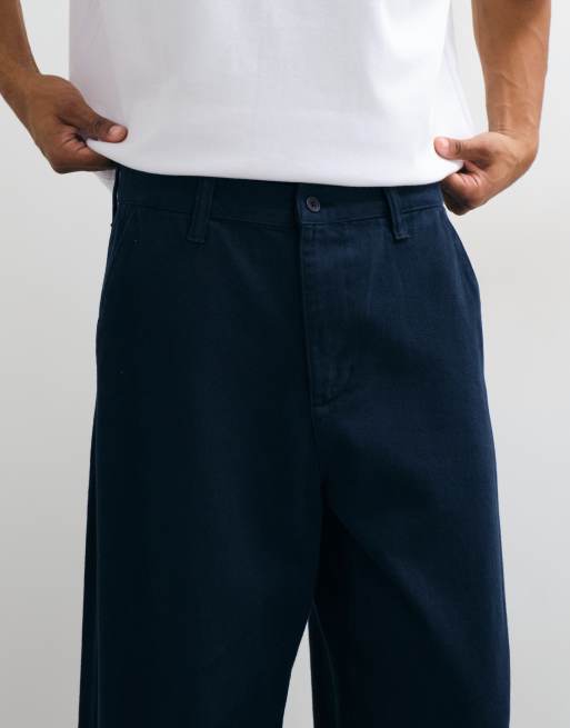 ASOS DESIGN barrel leg trouser in navy, 4 of 5