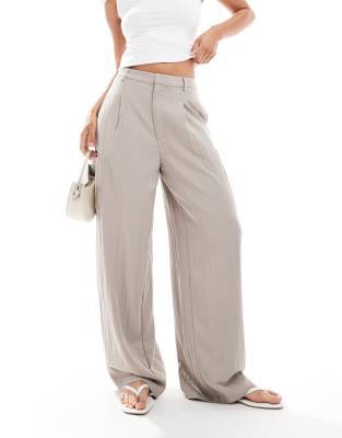 Asos Design Curve Barrel Leg Utility Pants In Neutral
